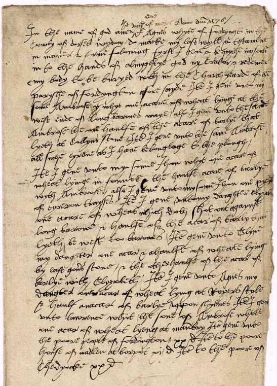 Will of Agnes White Widow 1576